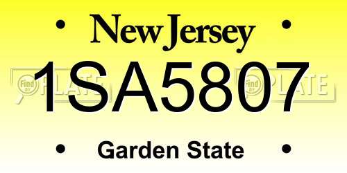 1SA5807 New Jersey License Plate