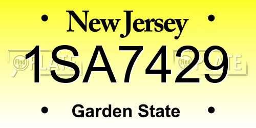 1SA7429 New Jersey License Plate