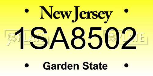 1SA8502 New Jersey License Plate