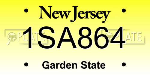 1SA864 New Jersey License Plate