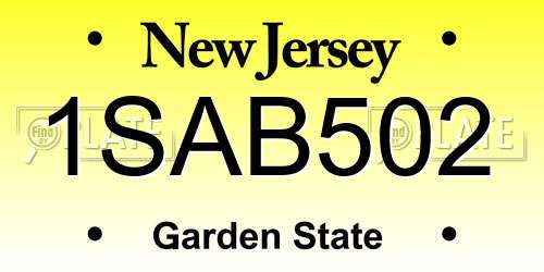 1SAB502 New Jersey License Plate