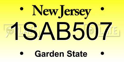 1SAB507 New Jersey License Plate