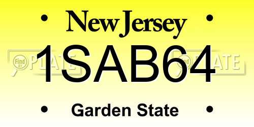 1SAB64 New Jersey License Plate