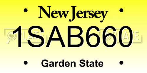 1SAB660 New Jersey License Plate