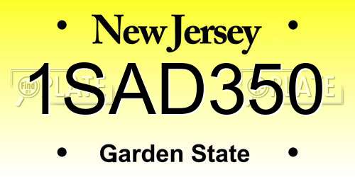 1SAD350 New Jersey License Plate