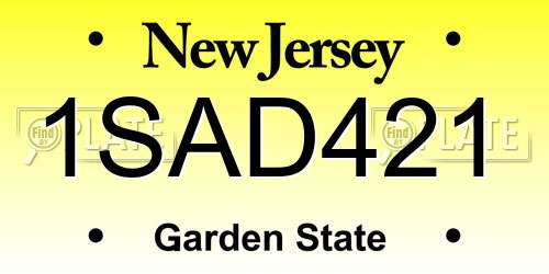 1SAD421 New Jersey License Plate