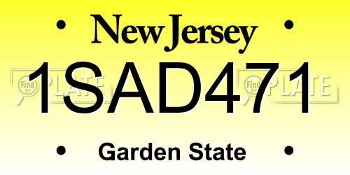 1SAD471 New Jersey License Plate