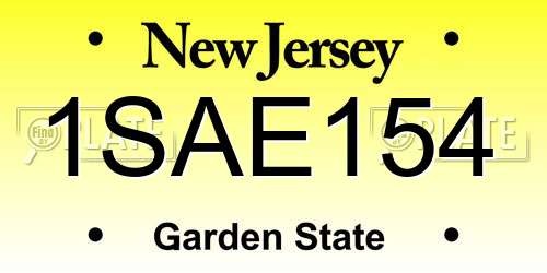 1SAE154 New Jersey License Plate