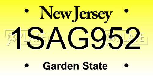 1SAG952 New Jersey License Plate