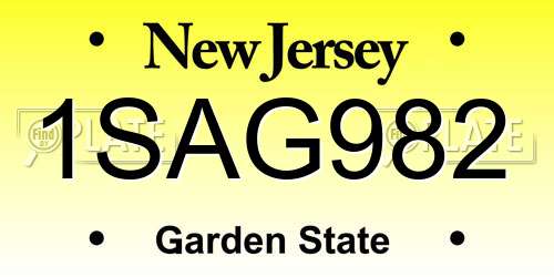 1SAG982 New Jersey License Plate