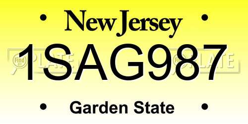 1SAG987 New Jersey License Plate