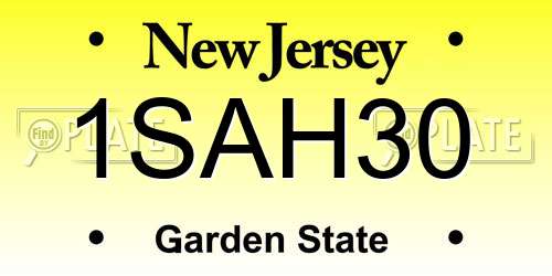 1SAH30 New Jersey License Plate
