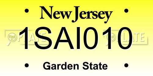 1SAI010 New Jersey License Plate