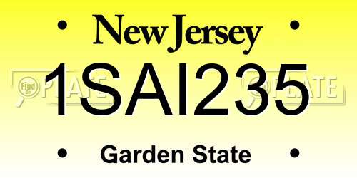 1SAI235 New Jersey License Plate