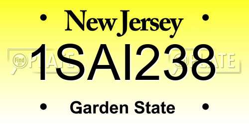 1SAI238 New Jersey License Plate
