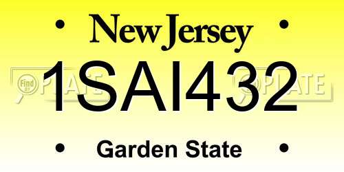 1SAI432 New Jersey License Plate
