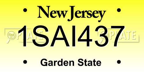 1SAI437 New Jersey License Plate