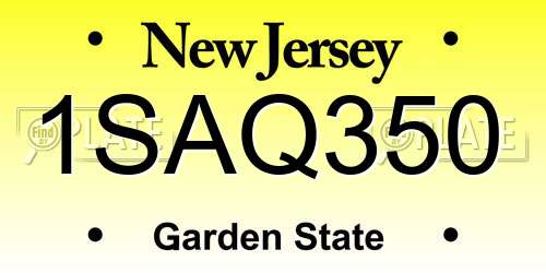 1SAQ350 New Jersey License Plate