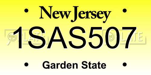 1SAS507 New Jersey License Plate