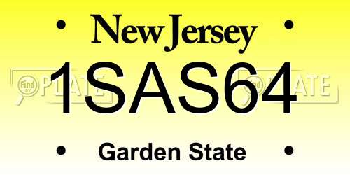 1SAS64 New Jersey License Plate