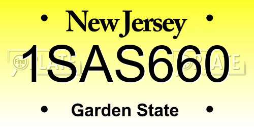1SAS660 New Jersey License Plate
