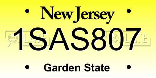 1SAS807 New Jersey License Plate