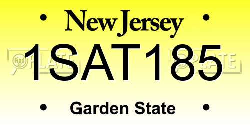 1SAT185 New Jersey License Plate