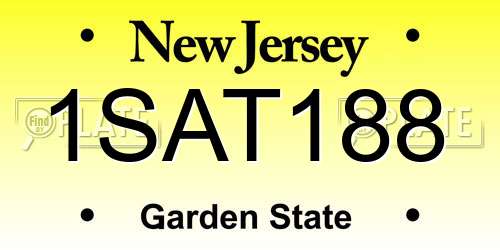 1SAT188 New Jersey License Plate