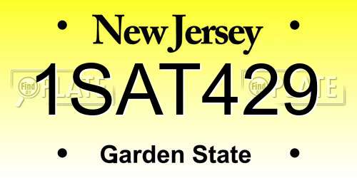 1SAT429 New Jersey License Plate