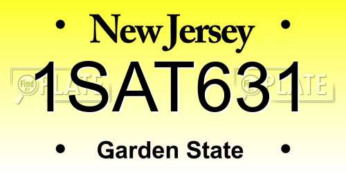 1SAT631 New Jersey License Plate