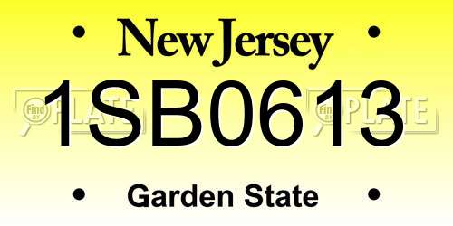 1SB0613 New Jersey License Plate