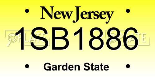 1SB1886 New Jersey License Plate
