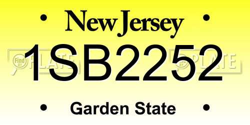 1SB2252 New Jersey License Plate