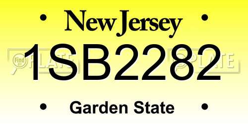 1SB2282 New Jersey License Plate