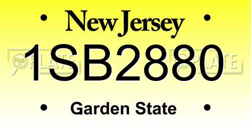 1SB2880 New Jersey License Plate