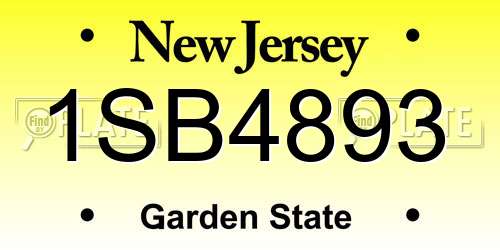 1SB4893 New Jersey License Plate