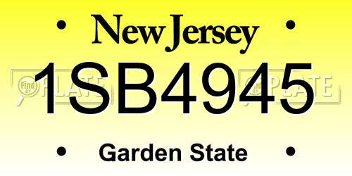 1SB4945 New Jersey License Plate