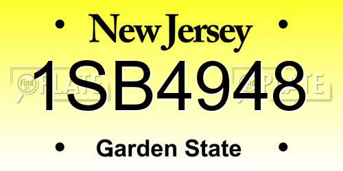 1SB4948 New Jersey License Plate