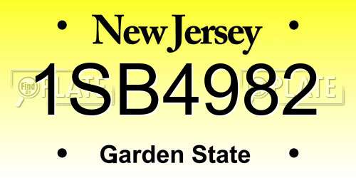 1SB4982 New Jersey License Plate