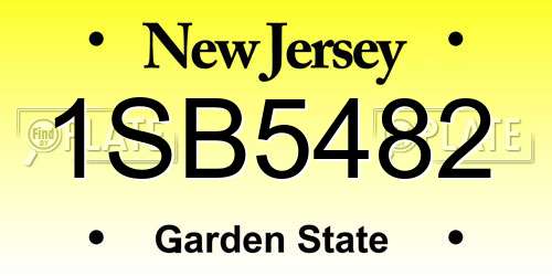 1SB5482 New Jersey License Plate