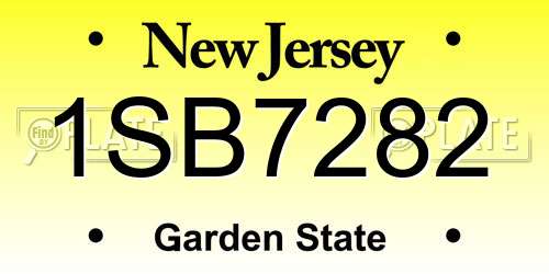 1SB7282 New Jersey License Plate