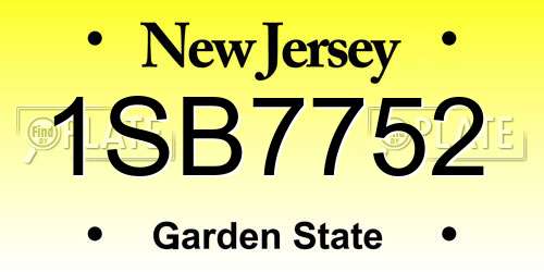 1SB7752 New Jersey License Plate