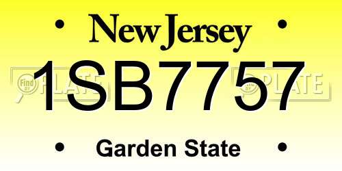 1SB7757 New Jersey License Plate