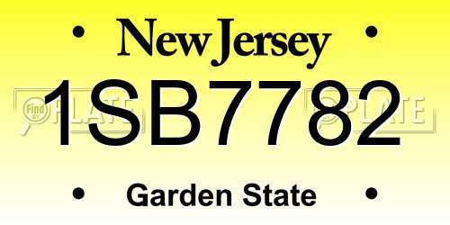 1SB7782 New Jersey License Plate