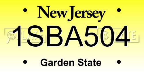 1SBA504 New Jersey License Plate