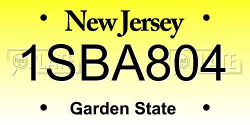 1SBA804 New Jersey License Plate