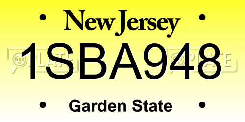 1SBA948 New Jersey License Plate