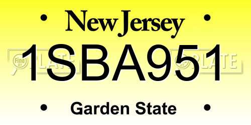 1SBA951 New Jersey License Plate
