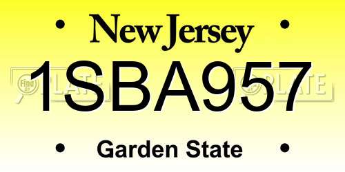 1SBA957 New Jersey License Plate