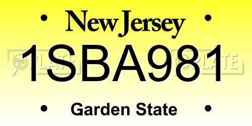 1SBA981 New Jersey License Plate